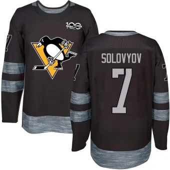 Men's Ilya Solovyov Pittsburgh Penguins 1917-2017 100th Anniversary Jersey - Black Authentic