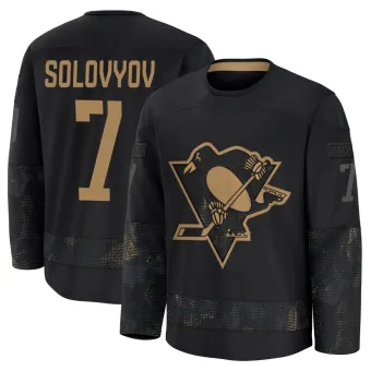 Men's Ilya Solovyov Pittsburgh Penguins 2024 Military Appreciation Practice Jersey - Black Premium
