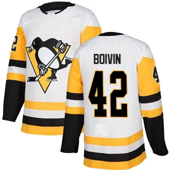 Men's Leo Boivin Pittsburgh Penguins Away Jersey - White Authentic