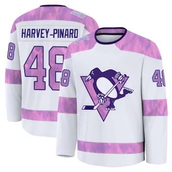 Men's Rafael Harvey-Pinard Pittsburgh Penguins 2024 Hockey Fights Cancer Practice Jersey - White Premium