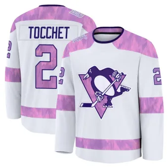 Men's Rick Tocchet Pittsburgh Penguins 2024 Hockey Fights Cancer Practice Jersey - White Premium