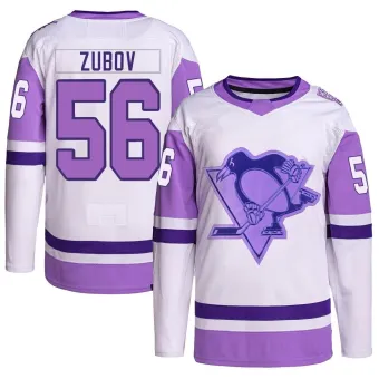 Men's Sergei Zubov Pittsburgh Penguins Hockey Fights Cancer Primegreen Jersey - White/Purple Authentic