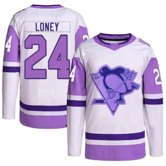 Men's Troy Loney Pittsburgh Penguins Hockey Fights Cancer Primegreen Jersey - White/Purple Authentic
