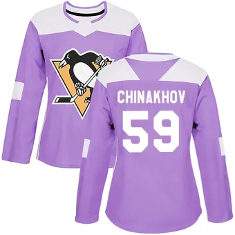 Women's Egor Chinakhov Pittsburgh Penguins Fights Cancer Practice Jersey - Purple Authentic