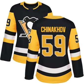 Women's Egor Chinakhov Pittsburgh Penguins Home Jersey - Black Authentic
