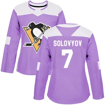 Women's Ilya Solovyov Pittsburgh Penguins Fights Cancer Practice Jersey - Purple Authentic