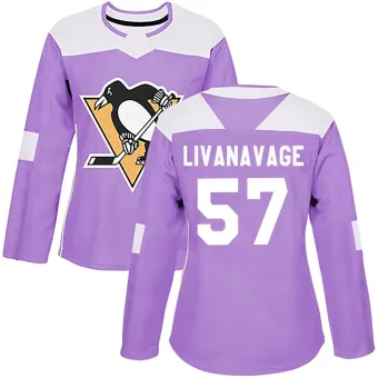 Women's Jake Livanavage Pittsburgh Penguins Fights Cancer Practice Jersey - Purple Authentic