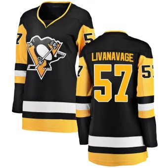 Women's Jake Livanavage Pittsburgh Penguins Home Jersey - Black Breakaway