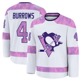 Youth Dave Burrows Pittsburgh Penguins 2024 Hockey Fights Cancer Practice Jersey - White Premium