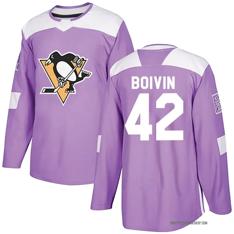 Youth Leo Boivin Pittsburgh Penguins Fights Cancer Practice Jersey - Purple Authentic