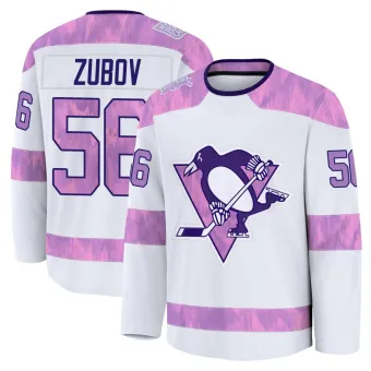 Youth Sergei Zubov Pittsburgh Penguins 2024 Hockey Fights Cancer Practice Jersey - White Premium