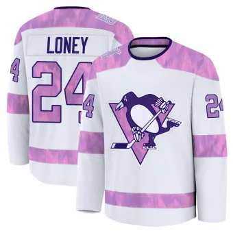 Youth Troy Loney Pittsburgh Penguins 2024 Hockey Fights Cancer Practice Jersey - White Premium